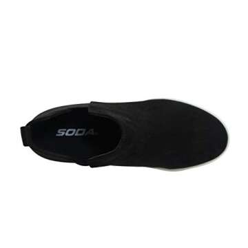 Soda Style Diana ~ Slip On Hidden Wedge Ankle Boot Fashion Sneaker with Elastic Gore Insets (Black, Numeric_8)