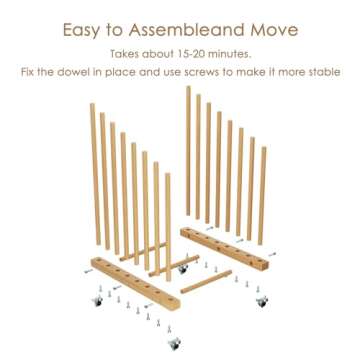 Art Storage Rack with Caster Wheels Art Drying Rack Wood Storage Stand for Canvas Storage, Drawing Board Storage Rack, Printed Matter, Paper Pad for Art Studio, Gallery, Artworks