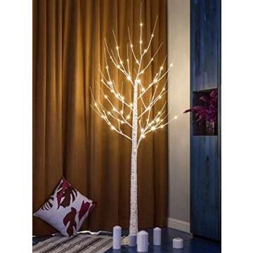 Twinkle Star 2-Pack 6 Feet 96 LED Lighted Birch Tree for Thanksgiving Decor Home Wedding Party Indoo...