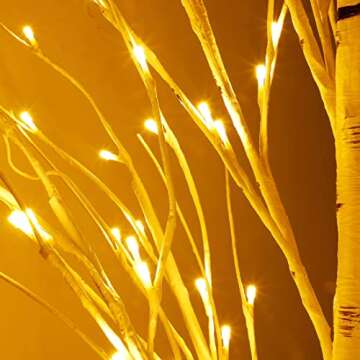 Twinkle Star 2-Pack 6 Feet 96 LED Lighted Birch Tree for Thanksgiving Decor Home Wedding Party Indoor Outdoor Christmas, Fall, Autumn Decoration, 2 Pack, Warm White