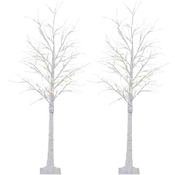 Twinkle Star 2-Pack 6 Feet 96 LED Lighted Birch Tree for Thanksgiving Decor Home Wedding Party Indoor Outdoor Christmas, Fall, Autumn Decoration, 2 Pack, Warm White