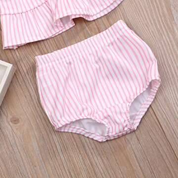 YOUNGER TREE Toddler Baby Girls Summer Swimsuit Sleeveless Striped Swimwear Two-Piece Suit Beach Bikini (Pink, 2-3T)