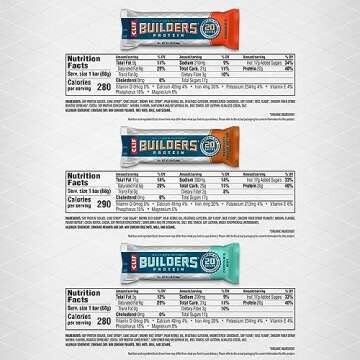 CLIF Builders - Variety Pack - Plant Based Protein Bars - Gluten Free - Non-GMO - Low Glycemic - 20g Protein - 2.4 oz. (12 Count)