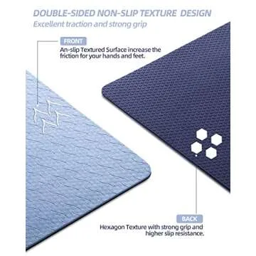 COOLMOON 1/4 Inch Thick Yoga Mat Double-Sided Non Slip, Eco Friendly TPE Workout Mat for Women Men with 10 Loops Non-Elastic Yoga Stretch Straps for Stretching, Physical Therapy, Pilates, Dance