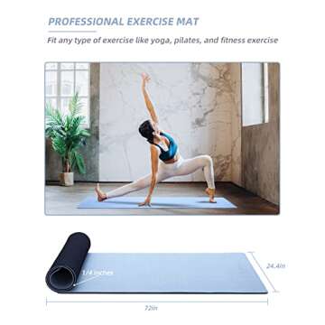 COOLMOON 1/4 Inch Thick Yoga Mat Double-Sided Non Slip, Eco Friendly TPE Workout Mat for Women Men with 10 Loops Non-Elastic Yoga Stretch Straps for Stretching, Physical Therapy, Pilates, Dance