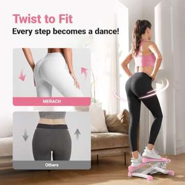 MERACH Mini Steppers for Exercise, Twist Stepper with Resistance Bands, 330LBS Capacity Stair Step Cardio Equipment for Full Body Workout