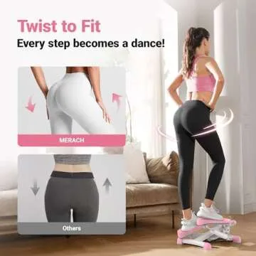 MERACH Mini Steppers for Exercise, Twist Stepper with Resistance Bands, 330LBS Capacity Stair Step Cardio Equipment for Full Body Workout