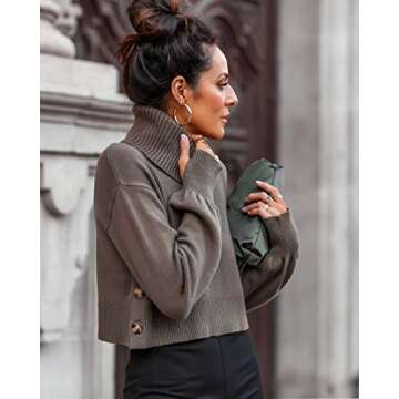The Drop Women's @lucyswhims Side Button Cropped Turtleneck Sweater
