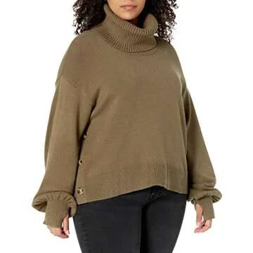 The Drop Women's @lucyswhims Side Button Cropped Turtleneck Sweater