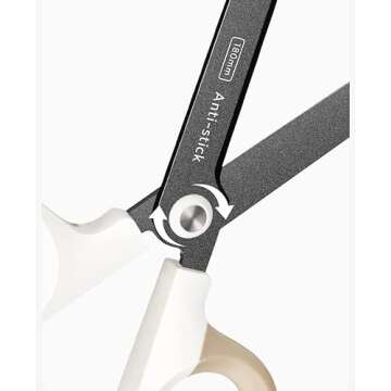 Titanium Non-Stick Scissors, Professional Stainless Steel Comfort Grip, All-Purpose, Straight Office Craft Scissors for DIY art and craft White