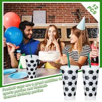 Uiifan 12 Pcs Soccer Cups - Reusable Tumblers for Sports