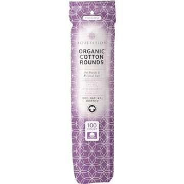 SoulSation Organic Cotton Rounds, Bulk 1200 Count - Makeup Remover Pads for Face, Lint-Free