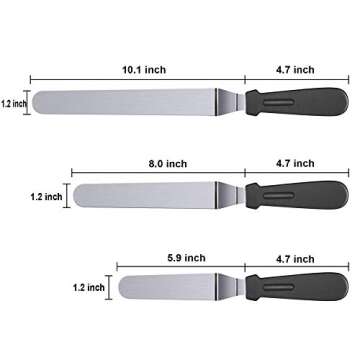 SameTech Cake Spatula Set | Stainless Steel Decorating Tools - 6/8/10 Inch