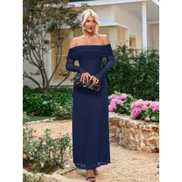 KUTUMAI Off Shoulder Maxi Dress for Weddings and Parties
