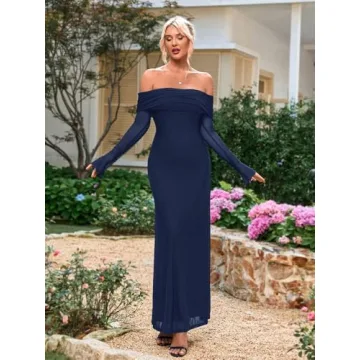 KUTUMAI Off Shoulder Maxi Dress for Weddings and Parties