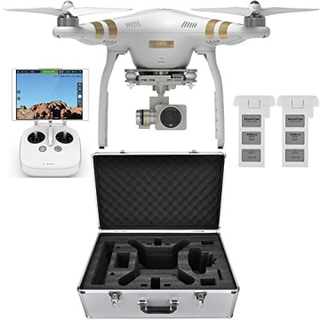 DJI Phantom 3 Professional Quadcopter Aircraft, 3-Axis Gimbal & 4K UHD Video Camera, Remote Controller Included - Bundle with Extra Battery, Aluminum Case