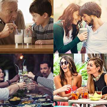 4PCS Reusable Metal Straws,8.5" Stainless Steel Straws with Case -Cleaning Brush for 20/30 Oz for Tumblers (Rainbow)