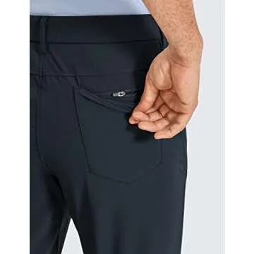 CRZ YOGA Men's Stretch Golf Pants - 35'' Slim Fit Work Pants Stretch Waterproof 5-Pocket Thick Travel Pants True Navy 34W x 35L