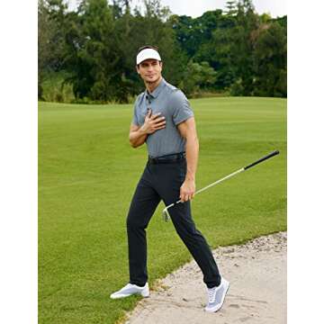 CRZ YOGA Men's Stretch Golf Pants - 35'' Slim Fit Work Pants Stretch Waterproof 5-Pocket Thick Travel Pants True Navy 34W x 35L