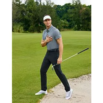 CRZ YOGA Men's Stretch Golf Pants - 35'' Slim Fit Work Pants Stretch Waterproof 5-Pocket Thick Travel Pants True Navy 34W x 35L