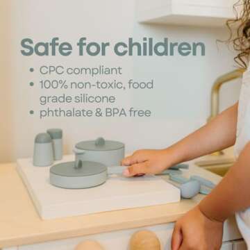 RayPlay Food-Grade Silicone Kid Play Kitchen Accessories – 9Pcs Kids Toy Kitchen Accessories Set With Play Pots And Pans – Sets For Kids Kitchen Pretend Play – Pretend Play Kitchen Toy Set For Cooking