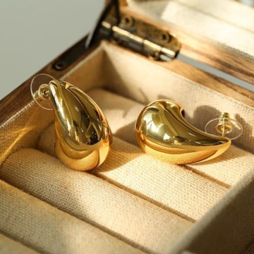 Trendy Lightweight Gold Tear Drop Earrings for Women