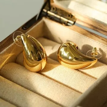 Trendy Lightweight Gold Tear Drop Earrings for Women