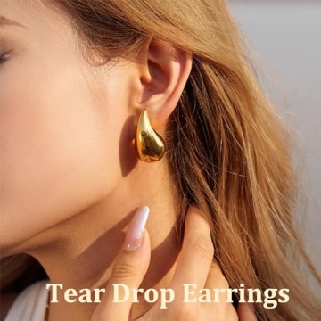 Trendy Lightweight Gold Tear Drop Earrings for Women