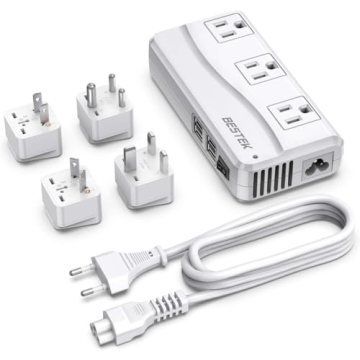 BESTEK Universal Travel Adapter 100-220V to 110V Voltage Converter 250W with 6A 4-Port USB Charging ...