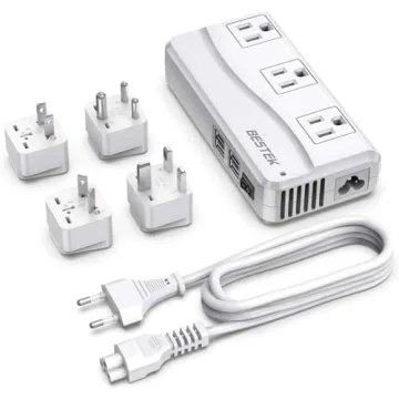 BESTEK Universal Travel Adapter 100-220V to 110V Voltage Converter 250W with 6A 4-Port USB Charging ...