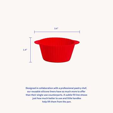 GIR: Get It Right Premium Silicone Cupcake Liners - Reusable Non-stick Baking Cups - 12 Pack, Strawberry Swirl