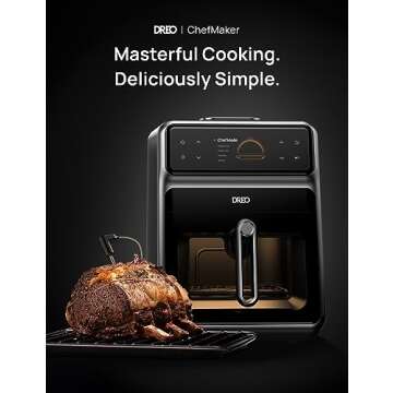 Dreo ChefMaker Combi Fryer, Cook like a pro with just the press of a button, Smart Air Fryer Cooker with Cook probe, Water Atomizer, 3 professional cooking modes, 6 QT