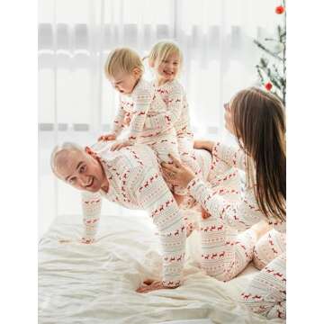 AVAUMA Men's Pajama Set Long Sleeve Top with Pants Christmas Pattern Design Cotton Loungewear Sleepwear Little Reindeer.XS(M)