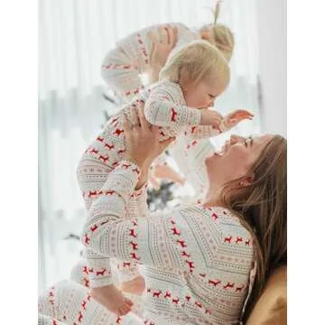 AVAUMA Men's Pajama Set Long Sleeve Top with Pants Christmas Pattern Design Cotton Loungewear Sleepwear Little Reindeer.XS(M)