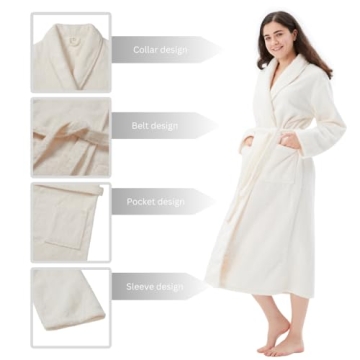 COOVA Women's Soft and Warm Bathrobe with Pockets