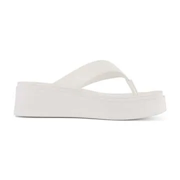 CUSHIONAIRE Women's Pippin thong platform sandal with +Memory Foam, White 7.5