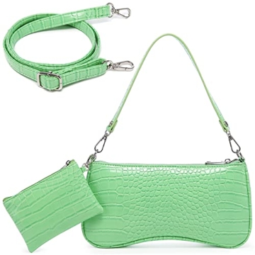 Realer 90s Vegan Leather Shoulder Bag Retro Crocodile Purse