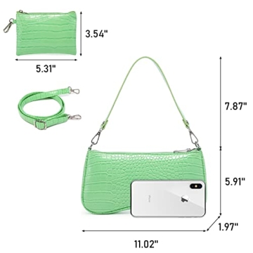 Realer 90s Vegan Leather Shoulder Bag Retro Crocodile Purse