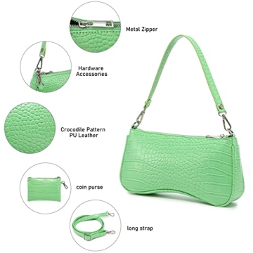 Realer 90s Vegan Leather Shoulder Bag Retro Crocodile Purse