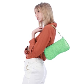 Realer 90s Vegan Leather Shoulder Bag Retro Crocodile Purse