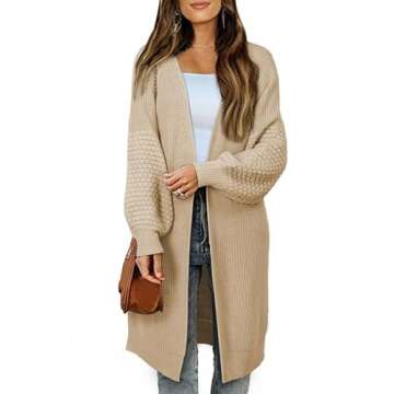 Dokotoo Plus Size Open Front Long Sleeve Cozy Fall Cardigans Sweaters for Women