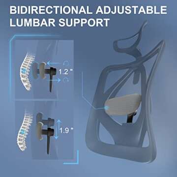 SIHOO M18 Ergonomic Office Chair for Big and Tall People Adjustable Headrest with 2D Armrest Lumbar Support and PU Wheels Swivel Tilt Function Dark Grey