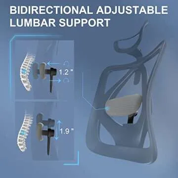 SIHOO M18 Ergonomic Office Chair for Big and Tall People Adjustable Headrest with 2D Armrest Lumbar Support and PU Wheels Swivel Tilt Function Dark Grey