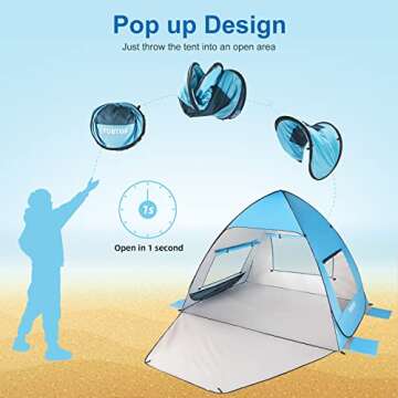 TOBTOS Lightweight Pop Up Beach Tent for All Ages