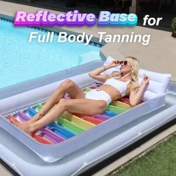 XL Inflatable Tanning Pool Lounge - Electric Pump Included - 85” x 58” - Sunbathing Suntanning (Extra Large)