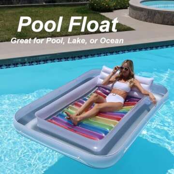 XL Inflatable Tanning Pool Lounge - Electric Pump Included - 85” x 58” - Sunbathing Suntanning (Extra Large)
