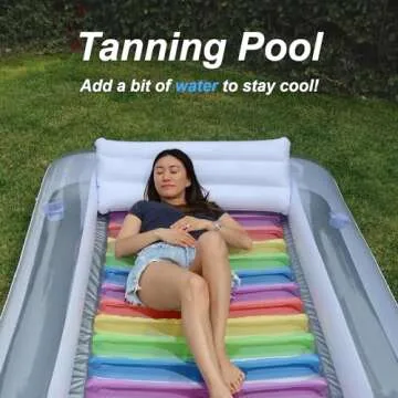 XL Inflatable Tanning Pool Lounge - Electric Pump Included - 85” x 58” - Sunbathing Suntanning (Extra Large)