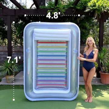 XL Inflatable Tanning Pool Lounge - Electric Pump Included - 85” x 58” - Sunbathing Suntanning (Extra Large)