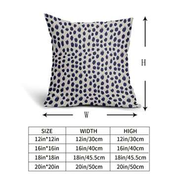 Navy Cream Polka Dot Pillow Covers 20x20 Set of 2 Outdoor Modern Art Throw Pillows Boho Design Blue Brush Strokes Decorative Pillowcase Square Cushion Cover Linen Pillow Case for Home Sofa Couch Bed