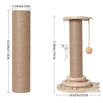 LuiceABC Cat Scratching Post, Big Cat Claw Scratcher Tree with Natural Sisal Turntable with Interactive Track Balls and Mouse for Young and Adult Cat